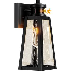 Motion Sensor Outdoor Lights with 220 Detection & 3 Modes, IP65 Waterproof Exterior Wall Lighting | Dusk to Dawn Security Lights for House, Porch, Patio, Garage (Black) (1Pack)