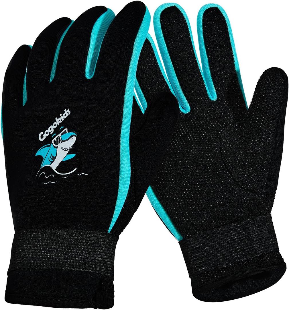 Gogokids Kids Diving Gloves 3MM Neoprene Swim Gloves, Anti-Slip for Diving Snorkeling Kayaking (Black, M (5-8 years))