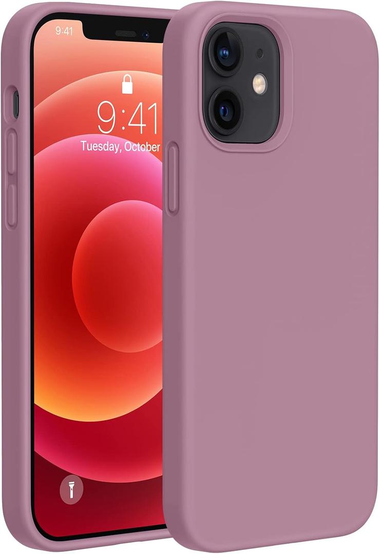 Miracase Compatible with iPhone 12 Case and iPhone 12 Pro Case, Liquid Silicone Gel Rubber Full Body Protection Shockproof Drop Protection Phone Case for iPhone 12/12 Pro 6.1 inch, Blackcurrant