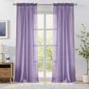 Melodieux Purple Sheer Curtains 84 Inches Long for Bedroom Living Room Natural Cotton Linen Light Filtering Window Sheers, Rustic Rod Pocket Lightweight Voile Curtain Drapes, 52" W x 84" L, 2 Panels