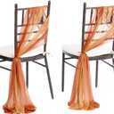 Ling's Moment Wedding Chiffon Chair Sashes Cover Aisle Decorations Draping Fabric Wrinkle-Free with Tie 16 Shades of Burnt Orange for Party Ceremony Reception Floral Arrangement Banquet Outdoor Decor