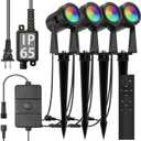 SUNTHIN Outdoor Landscape Lighting with Remote, RGBW Color Changing Spot Uplights,4 Pack