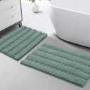Turquoize Chenille Bathroom Rugs Set Non-Slip Bath Mats for Bathroom Extra Soft Shaggy Bath Mats for Bath Room Floor Indoor Mat for Kitchen/Entryway (20" x 32" and 17" x 24"), Duckeggshell Blue