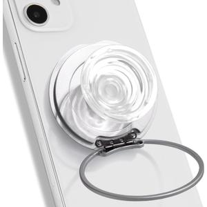 Compatible with Magsafe Ultra-Thin Collapsible Phone Grip  Sleek Magnetic Phone Holder for iPhone & Android, 360 Rotation, Wireless Charger Compatible, Durable & Portable (White)