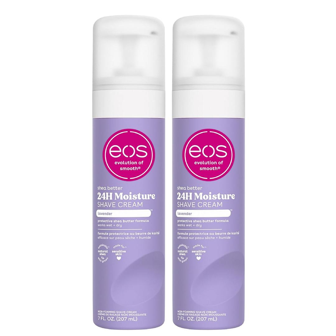 eos Shea Better Shave Cream Lavender, Shea Butter, Aloe Vera, Moisturizing, Shaving Cream for Women, eos Shave Cream, 7 fl oz, 2Pack