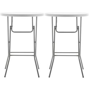 BTExpert 32" Round 43" Bar Height White Granite Plastic Folding Table Portable Commercial Table Banquet Card Coffee Dining Cocktail Table for Wedding Party Event Home Kitchen Outdoor Set of 2