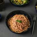 S&Q'S CERAMICS Large Serving Bowls Set of 4, 65 ounce Large Salad Bowls, 10'' Ceramic Wide Shallow Bowl Plates, Pasta Serving Dishes for Party, Entertaining, Microwave Safe(Navy Blue)