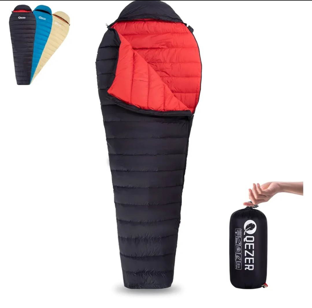Ultralight Down Sleeping Bag for Adults with 600 Fill Power, Compact All Seasons Sleeping Bag for Backpacking, Hiking and Camping