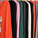 Tobrief Women's Long Sleeve V-Neck Shirts Fall Graphic Tees Loose Casual T-Shirt (Red, L)