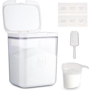 Large Capacity Laundry Powder Container With Pop-Up Lid, 5.5L Detergent Holder for Laundry Pods and Airtight Dishwasher Pod, Storage Container for Dry Food, Rice Flour with Scoop and Measuring Cup