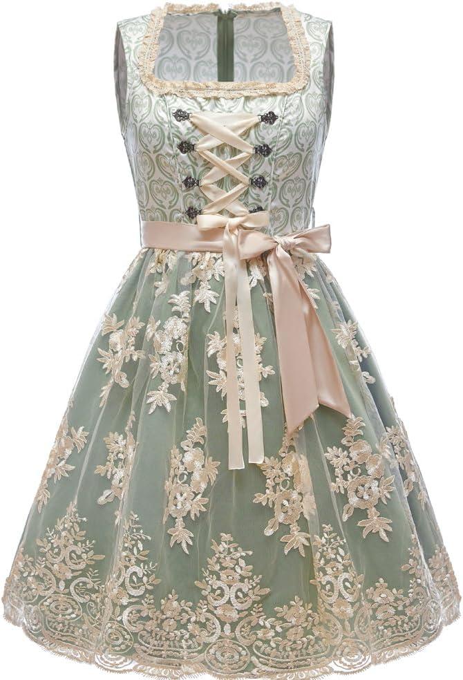 Abaowedding Women German Dirndl Dress Oktoberfest Costumes for Women (Small, Green)
