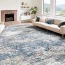9x12 Area Rug for Living Room, Washable Modern Abstract Large Area Rug Neutral Soft Non Slip Kids Rug Stain Resistant Indoor Carpet for Bedroom Nursery Dining Room Playroom Office(BlueWhite, 9'x12')