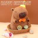 Cute Capybara Plush - Kawaii Happy Birthday Capybara Stuffed Animal, Soft Capybara Plushies Toys Hugging Pillow, Birthday Gift for Kids Boys Girls Adult 12 inch (Yellow)