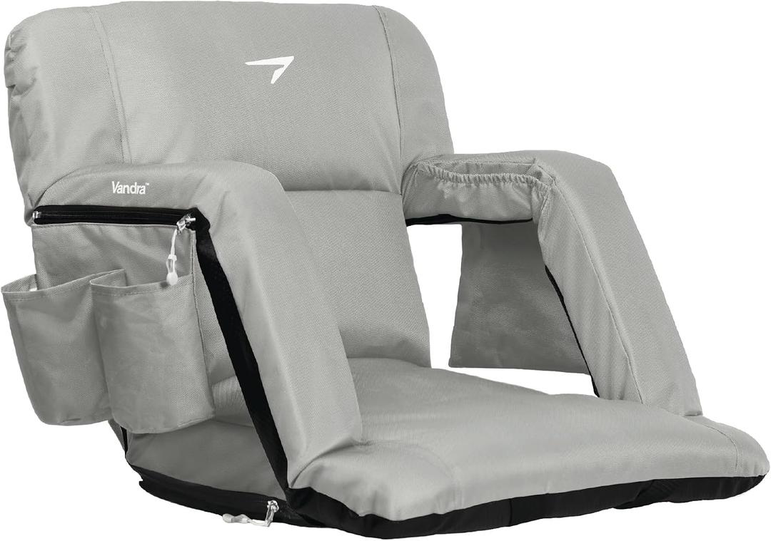 Vandra Arc - Scandinavian Stadium Seat with Back Support & BenchLock - Wide Padded Bleacher Chair with Cushion & Arc Recline Arm Rest for Bleachers, 21" Standard