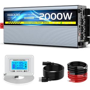 2000W Sump Pump Battery Backup System, Safe Back Up System for Emergency and Power Outage, Sump Pump Backup Power Supply with LCD Screen Remote Controller, Auto Switching