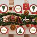 72 Pcs Christmas Plates Disposable Party Set Red Black Plaid Christmas Tree Holiday Paper Plates and Napkins for Chirstmas Party Table Decorations