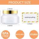 24 Pack 8 Oz Plastic Containers With Lids and Waterproof Label BPA Free - Refillable Transparent Cosmetic Containers for Body Butter,Sugar Scrubs,Cream,Lotions,Candy,Bath Salt (Gold, 8 oz)