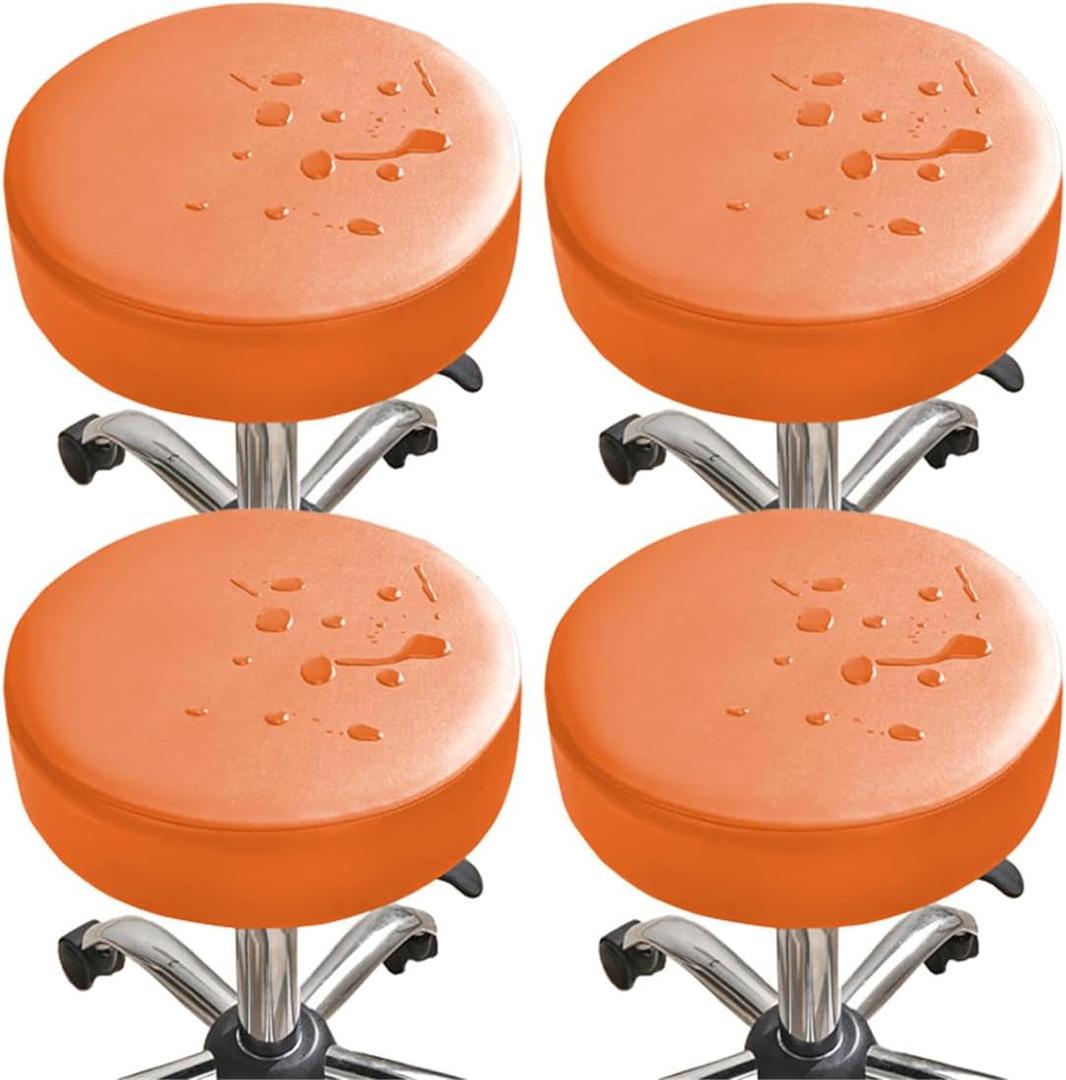 SZJIAHTM 4 Pcs PU Leather Dustproof Round Bar Stool Covers Waterproof Round Bar Stool Seat Covers Bar Chair Seat Covers for Home Restaurant Chair Furniture Protector