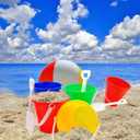 The Dreidel Company Beach Day Playsets, (Pack of 3) 5.25" Sand Bucket Play Set Box Includes, Pail & Shovel Sand Toy for Boys and Girls Birthday Party Favor
