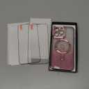 Bonoma Compatible with iPhone 14 Pro Max Case Support for MagSafe, Plating Heart Glitter Magnetic Case 2* Screen Protector TPU Camera Protection Back Cover for Girls Women -Pink