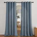 NICETOWN Linen Blend Stone Blue Curtains for Living Room, Grommet Flax Burlap Drapes Semi Sheer Privacy with Light Filtering Window Treatments for Bedroom, W52 x L84, 2 Panels