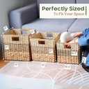 CHI AN HOME 13x13x13 Storage Cube Bins Wicker Storage Basket for Cube Shelf, Natural Foldable Square Baskets for Storage, Large Woven Cube Storage Bin with Handle, Baskets for Pantry, Bedroom Set of 4