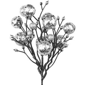 Norme 12 Pcs 16 Inches Glitter Silver Picks for Christmas Tree Decoration Silver Christmas Tree Ornaments DIY Xmas Floral Picks Artificial Berry Stems Twigs for Xmas Holiday Wedding Party