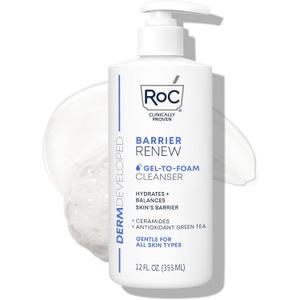 RoC Barrier Gel to Foam Non Drying Facial Cleanser to Hydrate Skin, 12 Ounces