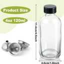 10 Pack Clear Glass Bottles, 4 oz Shot Bottle With Lids and Funnels | Leak Proof Mini Travel Bottle, Round Small Sample Bottles for Juice, Ginger Shot, Oils, Whiskey, Hot Sauce, Liquids