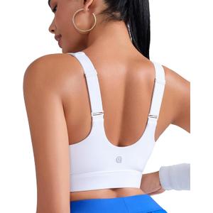 RUNNING GIRL Adjustable Straps High Impact Sports Bra for Women,High Support Workout Sports Bras with Sewn in Pads, Size L