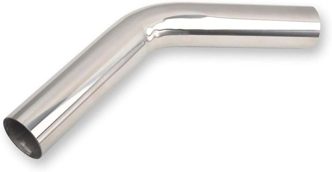 3.5 Inch 45 Degree DIY Custom Mandrel Exhaust Pipe Tube Pipe, T304 Stainless Steel, Universal Fit, 20.5 Inch End to End Length, 3.5'' OD Mandrel Bend Pipe