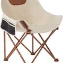 Portable Lightweight Camping Chair, Foldable Chair with Carry Bag and Side Pocket, Compact Outdoor Chair for Camping Essentials Hiking Fishing Beach Picnic (Khaki) 15.74"D x 19.68"W x 27.56"H