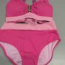 BMJL Womens Swimsuits Color Block Tummy Control Bathing Suit Textured Beach Vacation 2 Piece Swim Suits for Women 2026(S,Hot Pink)