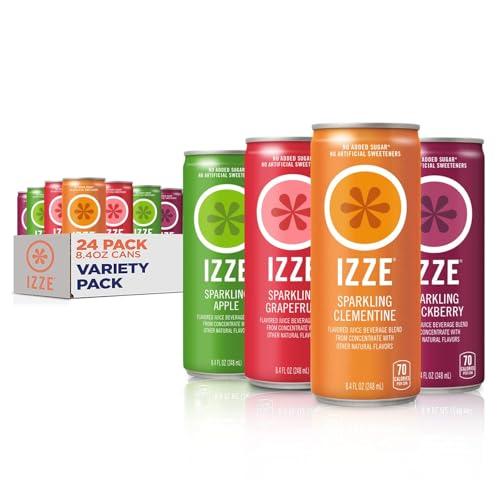 Izze Sparkling Juice, 4 Flavor Variety Pack, 8.4 Fl Oz (24 Count) BBD 6/12/2026