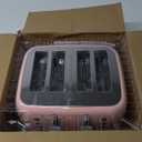 Roter Mond Toaster 4 Slice Retro Stainless Steel with Extra Wide Slots Bagel, Defrost, Reheat Function, Dual Independent Control Panel, Removable Crumb Tray, 6 Browning Levels, Pink