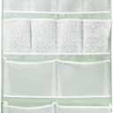 18 Pockets Over the Door Organizer with 4 Kind Pockets, Behind Door Shoes Rack, Back of Closet Storage Organization for Socks, Hat, Underwear, Luggage Packing, Hanging Holder Shelf in Home Dorm, Travel, Green