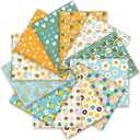 2 x FYSUIMU 12Pcs Summer Cotton Fabric Bundles Bee Flower Fat Quarters Colorful Cartoon Sewing Fabrics for DIY Craft Party Decor, 18 x 22 Inch