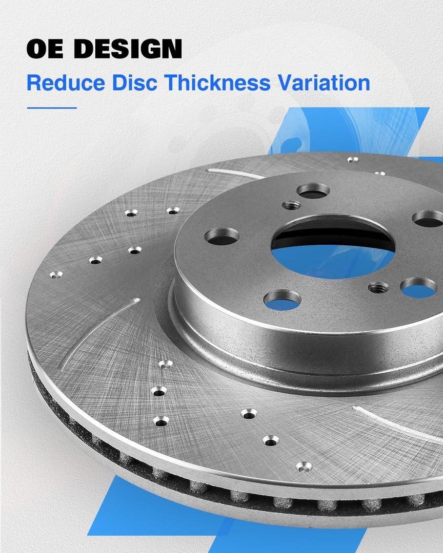 1 Pcs Front Brake Pads And Rotors Kit Compatible With 2005-2012 Subaru Outback, 2009-2010 Forester, Automotive Replacement Brake Kits 31407 D929-7830 Drilled And Slotted Rotors 293.4mm(11.6in)