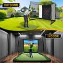 Golf Net with Impact Screen, 11x8FT Spacious Golf Practice Net for Backyard, Heavy Duty Hitting Cage for Swing Driving, Home Garage Indoor Outdoor