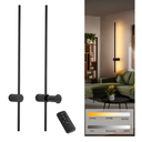 Battery Operated Wall Sconces Set of Two with Remote Control; 40 Inch Rechargeable Wireless Dimmable Wall Lights; Black Cordless Wall Sconce for Living Room Hallway Bedroom 2 Pack