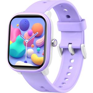Kids Watch for Girls Boys 6-15 Year Old - Smart Watch for Kids 1.8" Fitness Tracker, No Phone needed ,Pedometer Sleep Monitor Heart Rate Waterproof, Puzzle Game for Girls Boys Teens Birthday Gift (Purple)