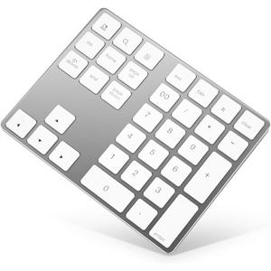 HoRiMe Bluetooth Number Pad, Rechargeable Wireless Numeric Keypad Slim 34-Keys Aluminum Number Keypad External Data Entry Compatible for Laptop