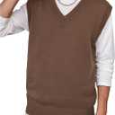 SHENHE Men's V Neck Sleeveless Plain Soft Sweater Vest Pullover Preppy Top (M)