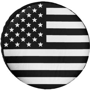 USA Flag - Black and White Spare Tire Cover Wheel Protectors Waterproof Soft Wheel Cover Fits for Tire Diameter 24-33 Inches Universal Fit Car Rv SUV Truck