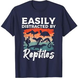Easily Distracted by Reptiles Herpetology Herpetologist T-Shirt, M
