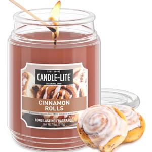 Candle-lite Fall Scented Candles, Cinnamon Rolls, 18 oz Jar, Proudly Poured in The USA, Aromatherapy Candle, Single-Wick with 110 Hours of Burn Time, Perfect for Creating an Inviting Ambiance
