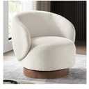 Swivel Accent Chair Round Barrel Armchair Upholstered Performance Fabric for Living Room Bedroom Waitingroom,1 Box,Cream
