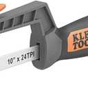 Klein Tools 31432 Compact Medium-Cut Hacksaw, 10-Inch 24 TPI Bi-Metal Blade Hand Saw, Cuts Thin Wall Copper and Aluminum, PVC, PEX, ABS Pipes, and Wood in Tight Spaces