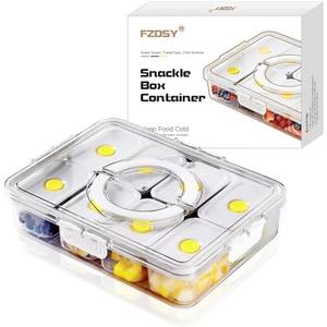 FZDSY Snackle Serving Tray with Lid – Leak-Proof Upgraded Snack Platter for Dips, Sauces, Fruits & Veggies – Airtight Covered Food Tray for BBQ, Picnics, Road Trips & Outdoor Entertaining