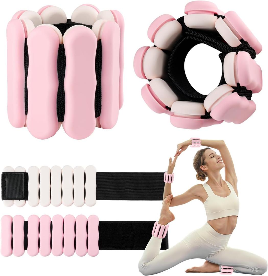 Ankle & Wrist Weights for Women Men, Set of 2, 1 lb/2 lb Each | Adjustable Arm & Leg Weights, Soft Silicone Weighted Bracelet For Pilates Yoga Dance Walking Running Swimming Weight Loss